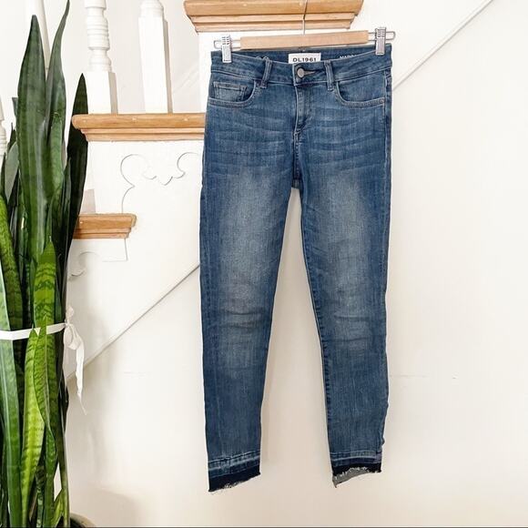 DL1961 Margaux Instasculpt Ankle Skinny Raw Hem Blue Jeans Size 24 - Picture 1 of 8